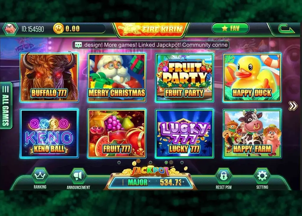 Fire Kirin Online Casino Games List